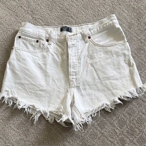 Abercrombie White Frayed Denim Shorts